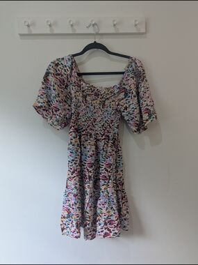 Multicolor Smocked Short Dress - Women